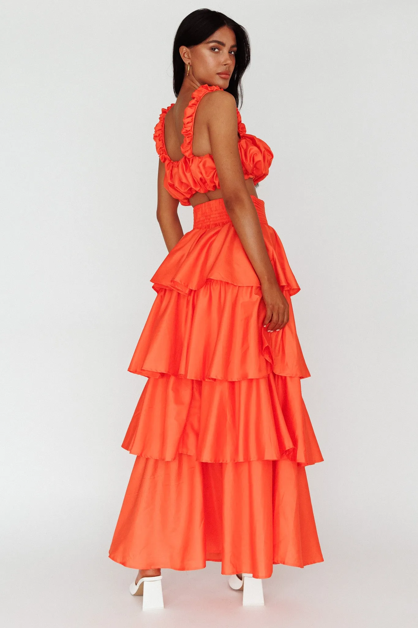 Sozo Layered Maxi Skirt Orange