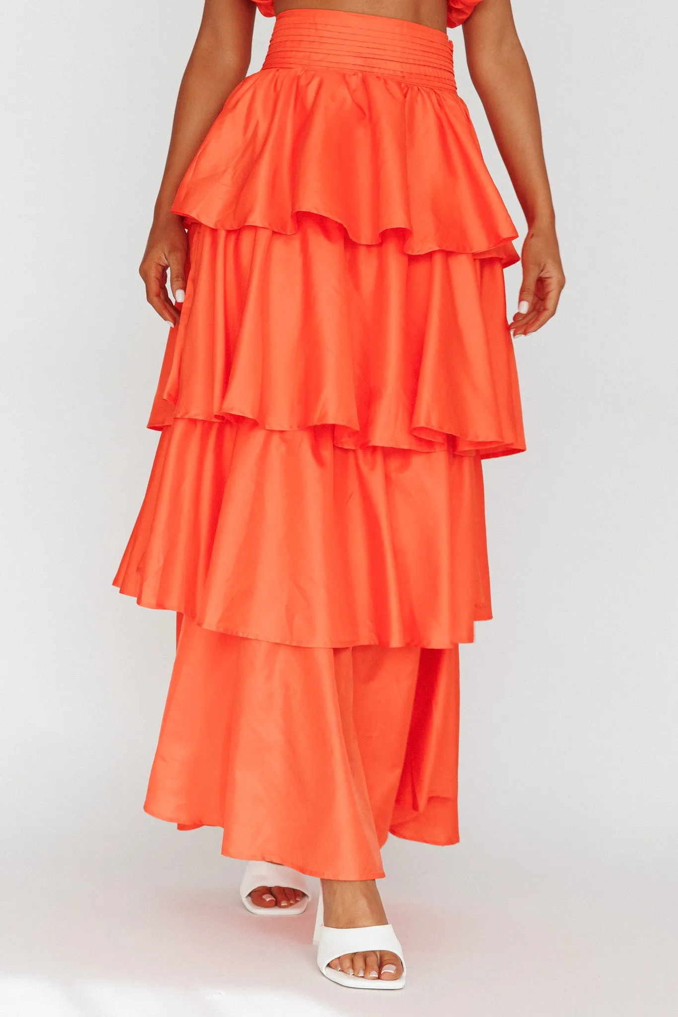 Sozo Layered Maxi Skirt Orange