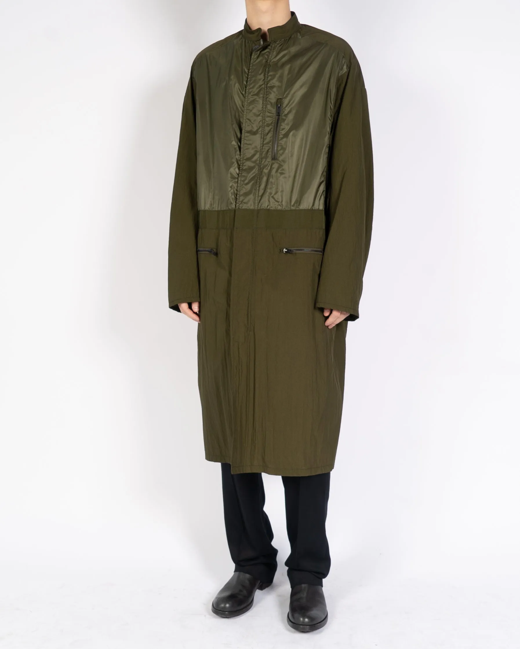 SS20 Green Nylon Army Overcoat 1 of 1 Sample