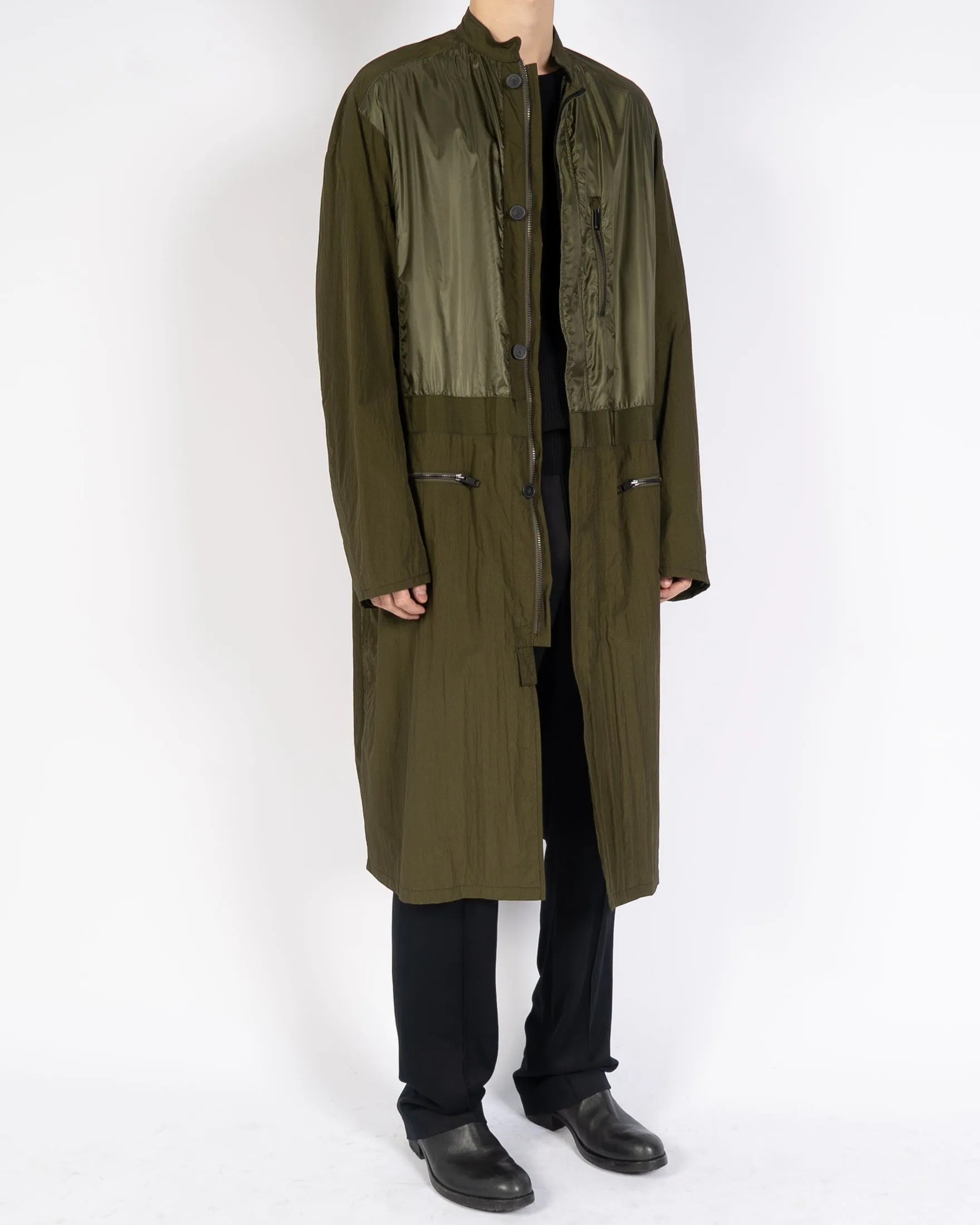 SS20 Green Nylon Army Overcoat 1 of 1 Sample