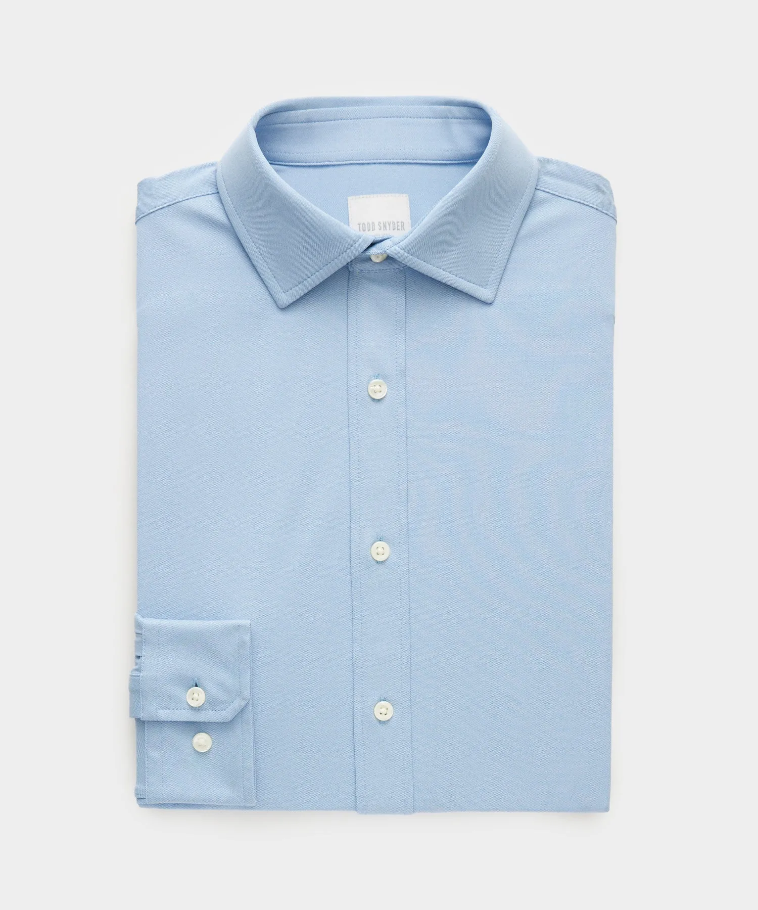 Stretch Knit Spread Collar Dress Shirt in Light Blue