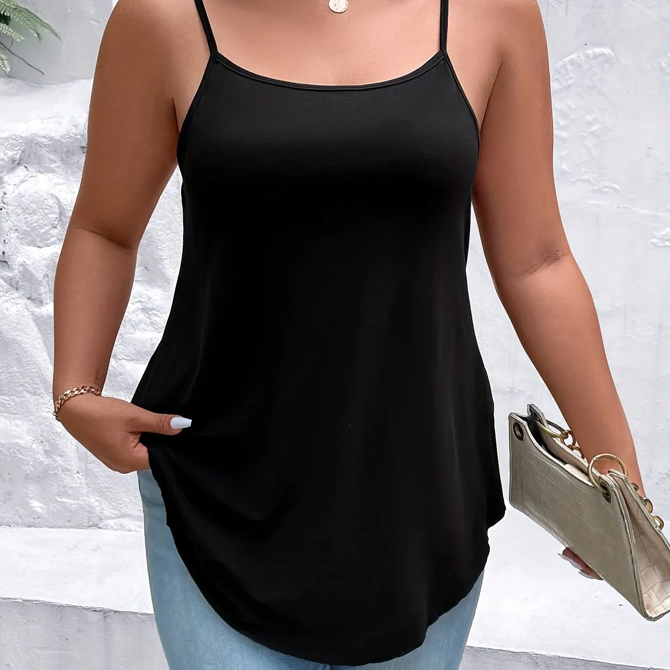 Stylish Plus Size Backless Cami Top with Medium Stretch