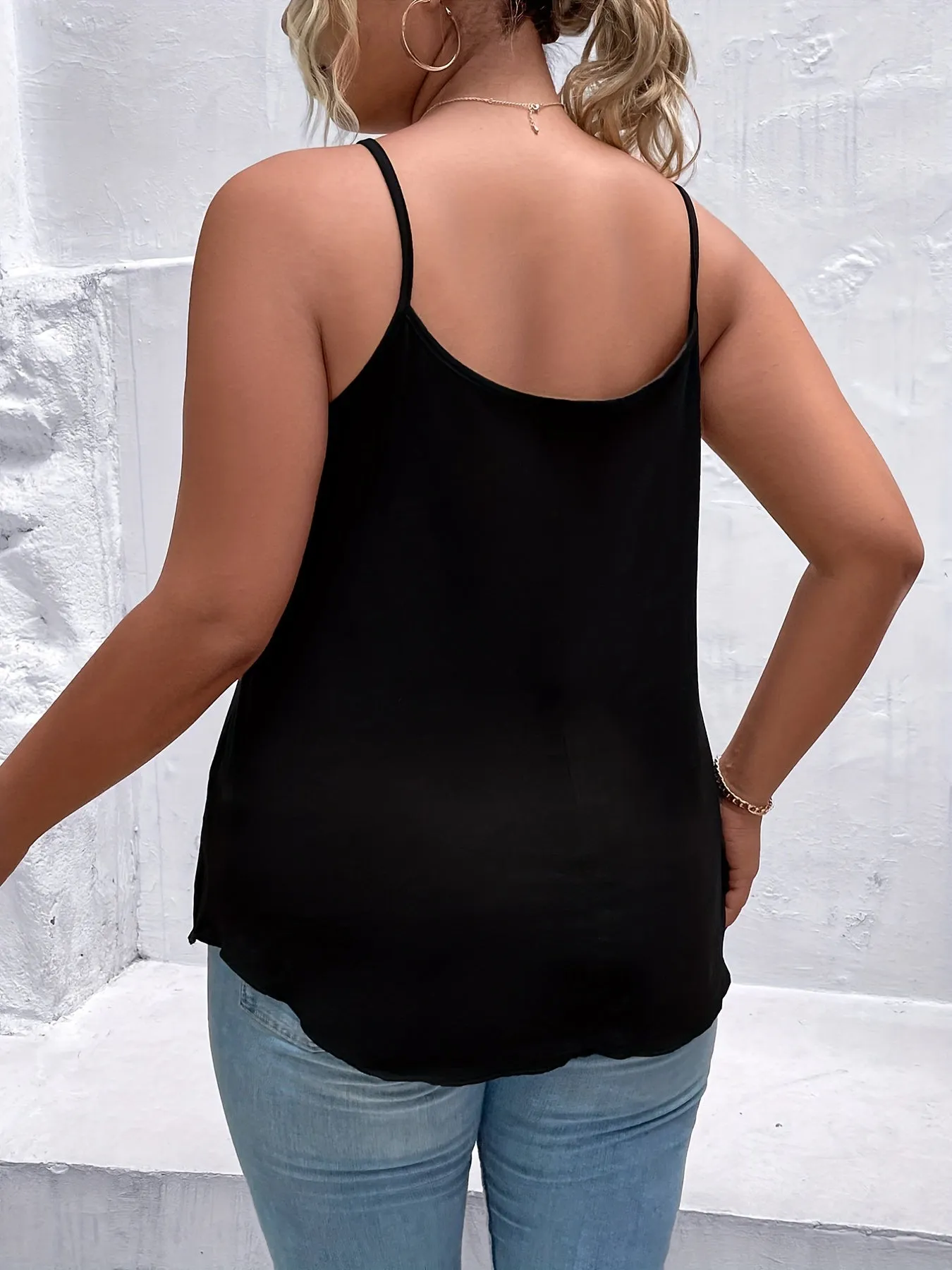 Stylish Plus Size Backless Cami Top with Medium Stretch