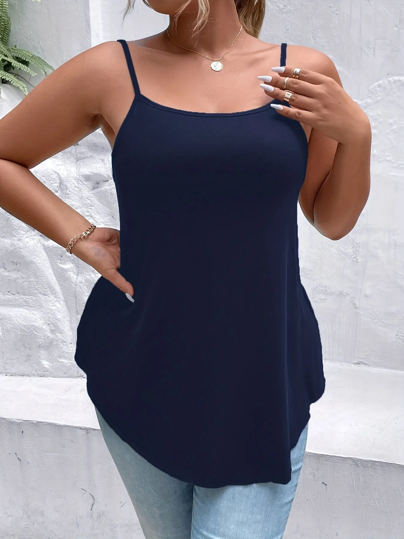 Stylish Plus Size Backless Cami Top with Medium Stretch