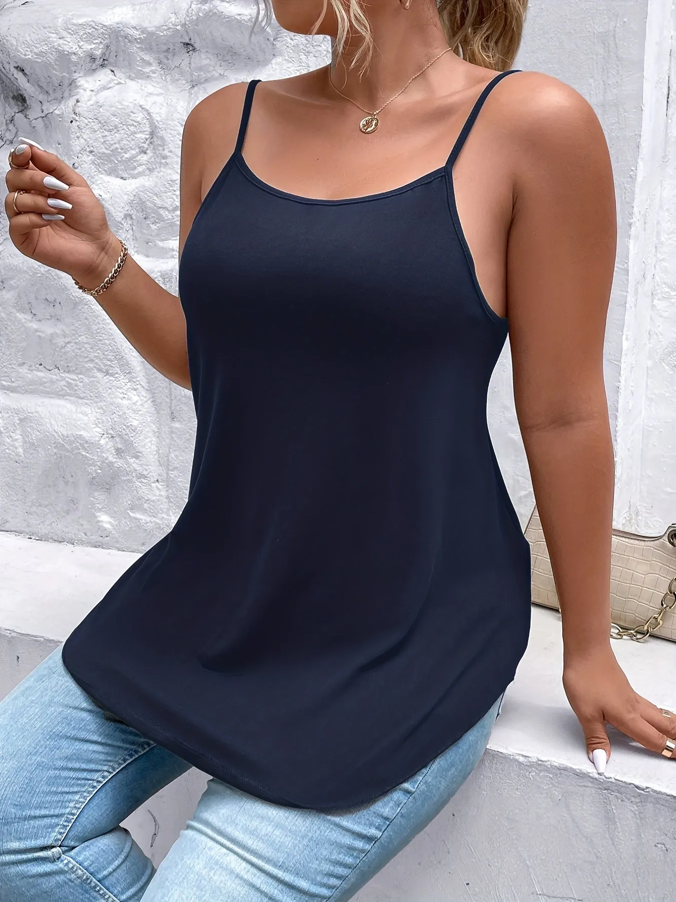 Stylish Plus Size Backless Cami Top with Medium Stretch