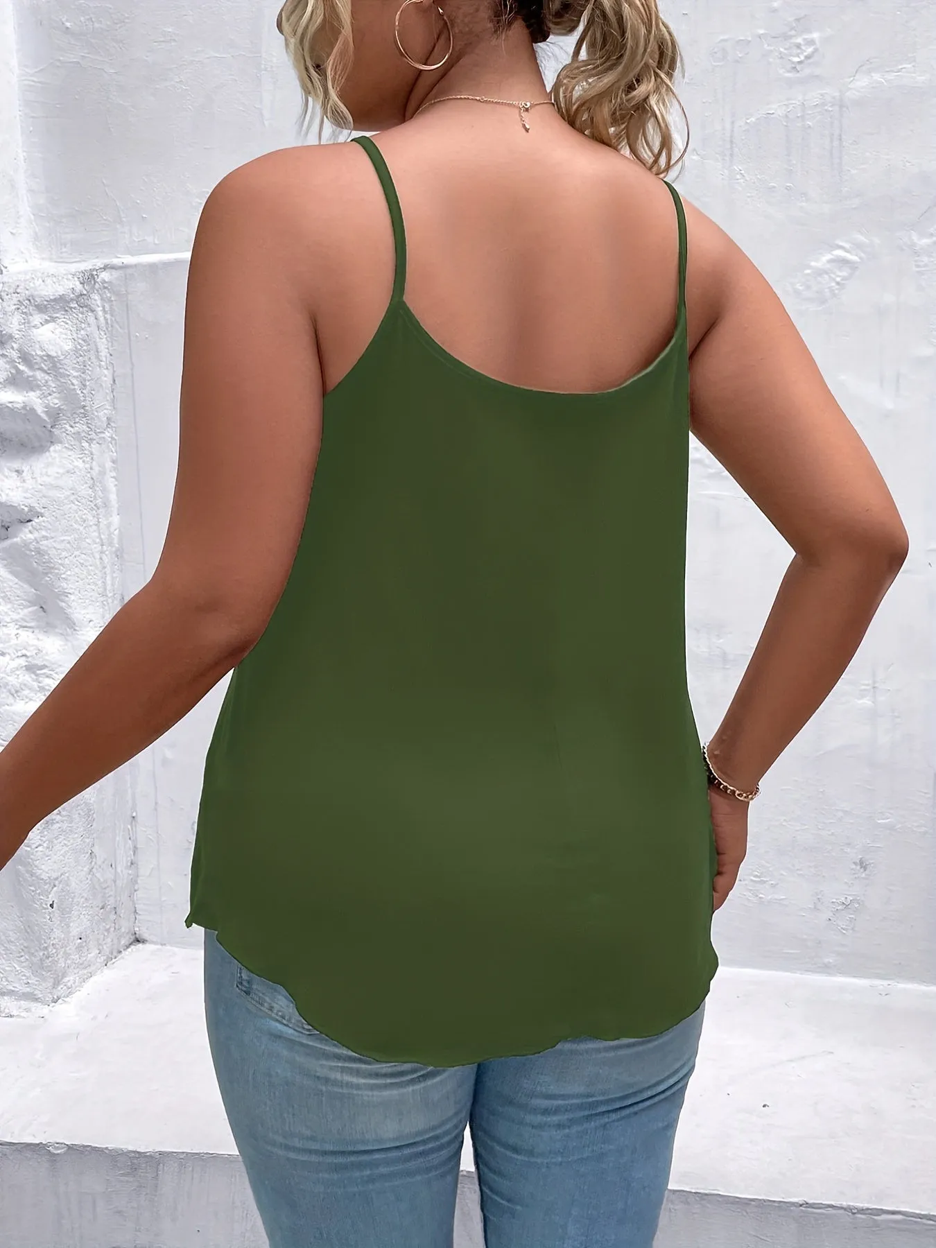 Stylish Plus Size Backless Cami Top with Medium Stretch