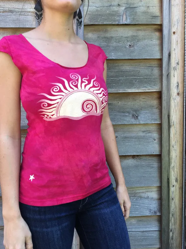 Sunrise Sunset Batikwalla Coral Print Summer Tee