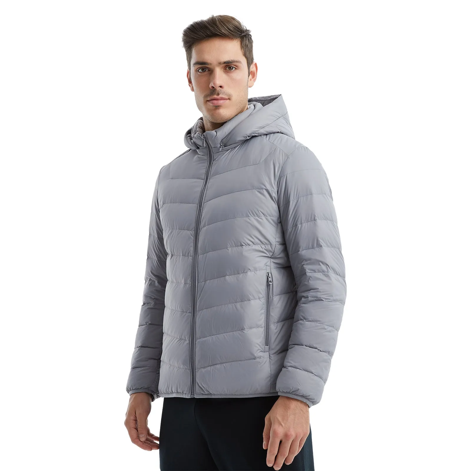 TANBOER Men's Lightweight Hooded Puffer Down Jacket