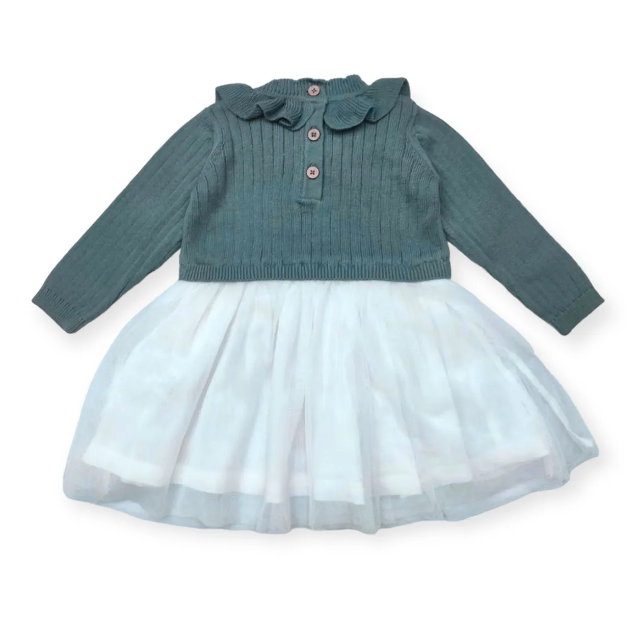 Teal Ruffle Knit Tutu Dress