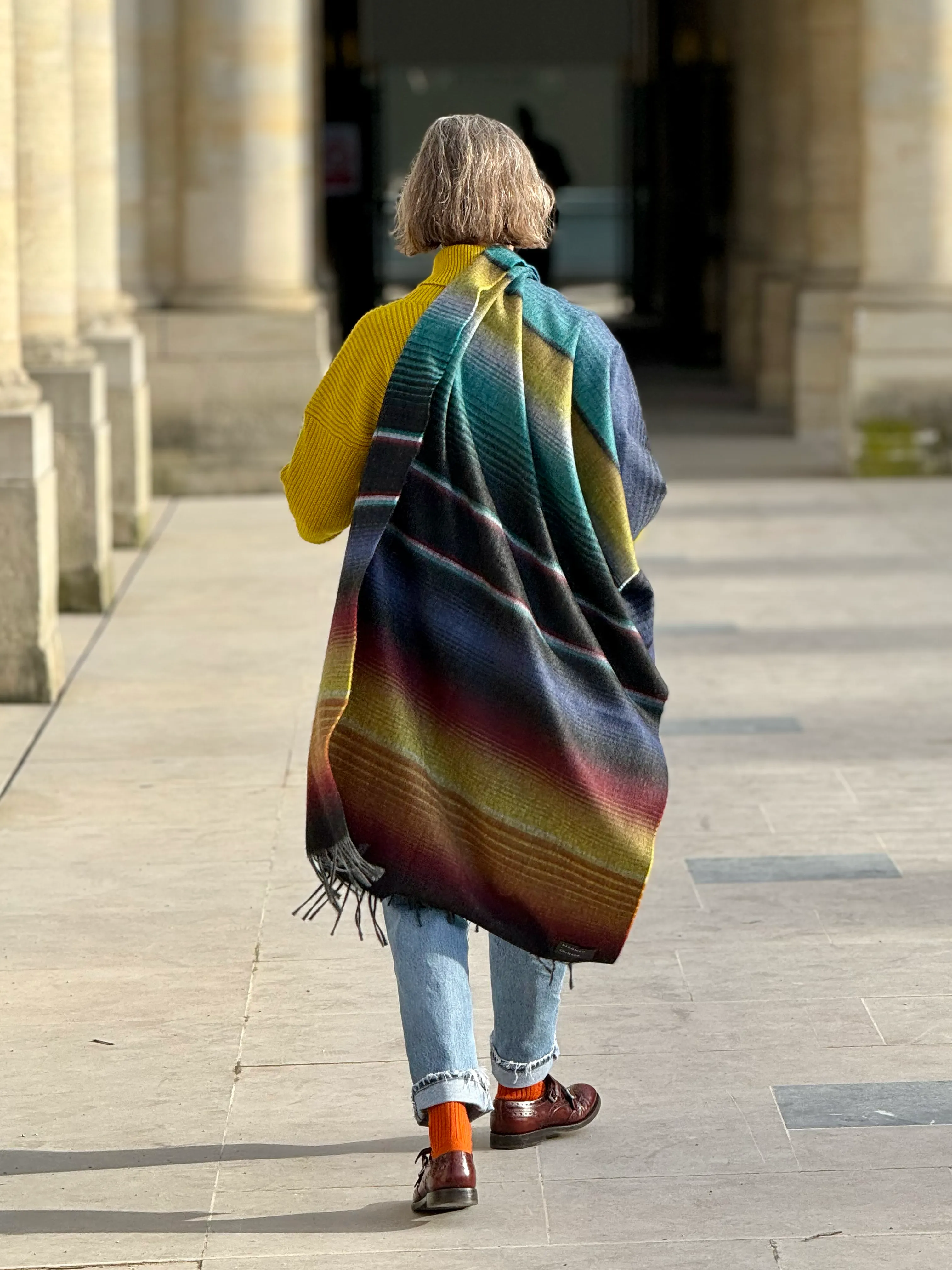 THE BLACK MULTI COLOUR ARRAN CASHMERE SCARF