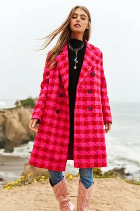 The Chelsey Textured Knit Tweed Double Button Coat Jacket