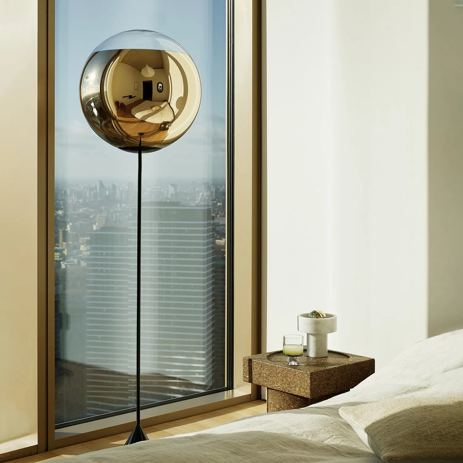 tom dixon | mirror ball floor lamp | cone slim | ensemble