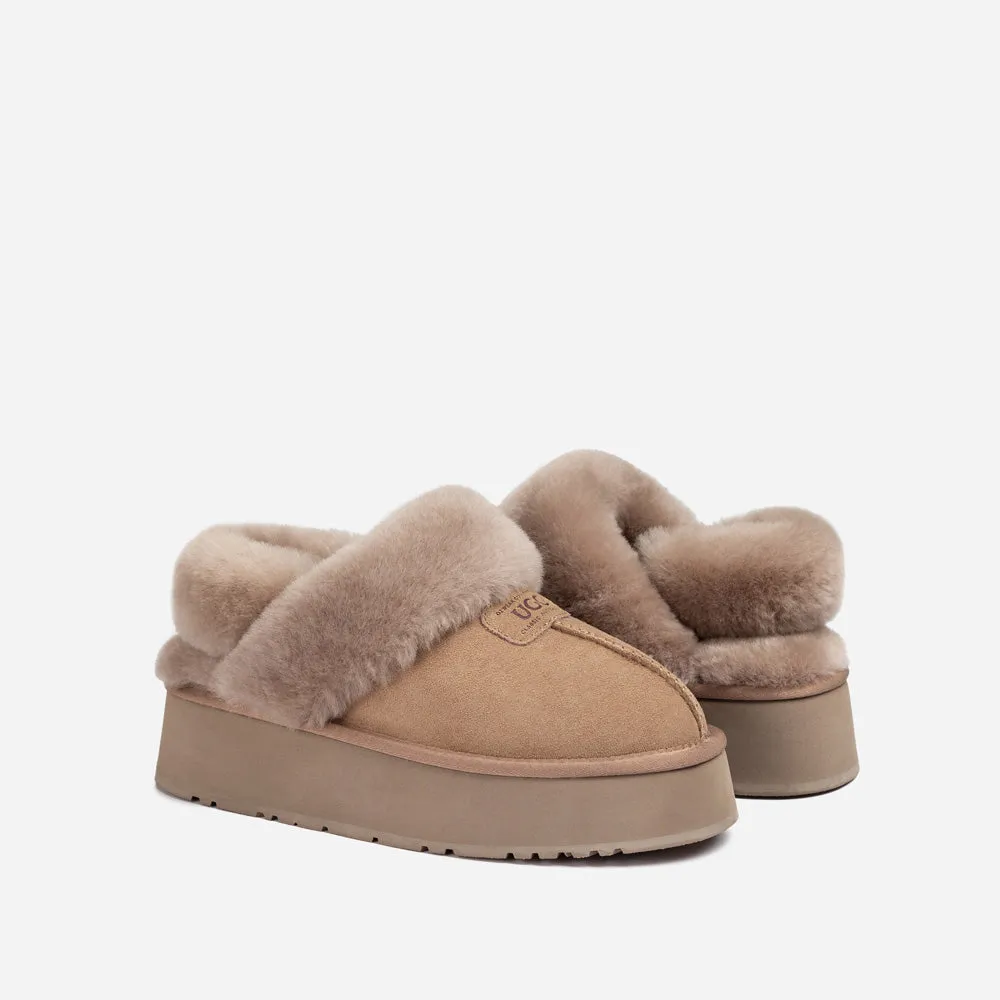 Ugg Coquette Platform Slipper (Elastic Logo & Wool Strap) (Detachable Feature)