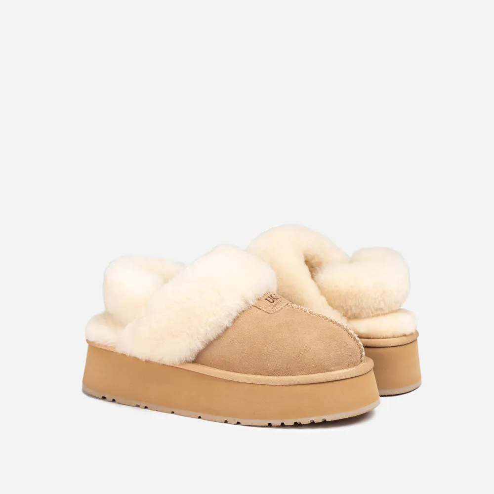 Ugg Coquette Platform Slipper (Elastic Logo & Wool Strap) (Detachable Feature)