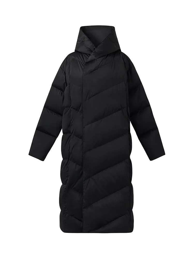 Unisex Hooded Long Goose Down Coat