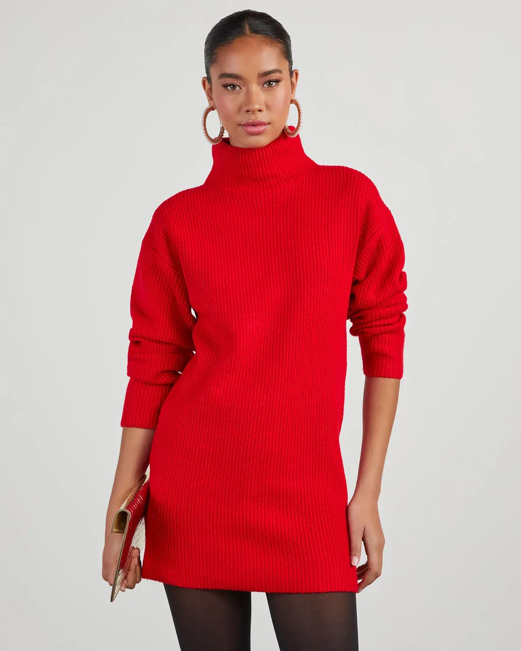 Uptown Girl Mock Neck Sweater Dress