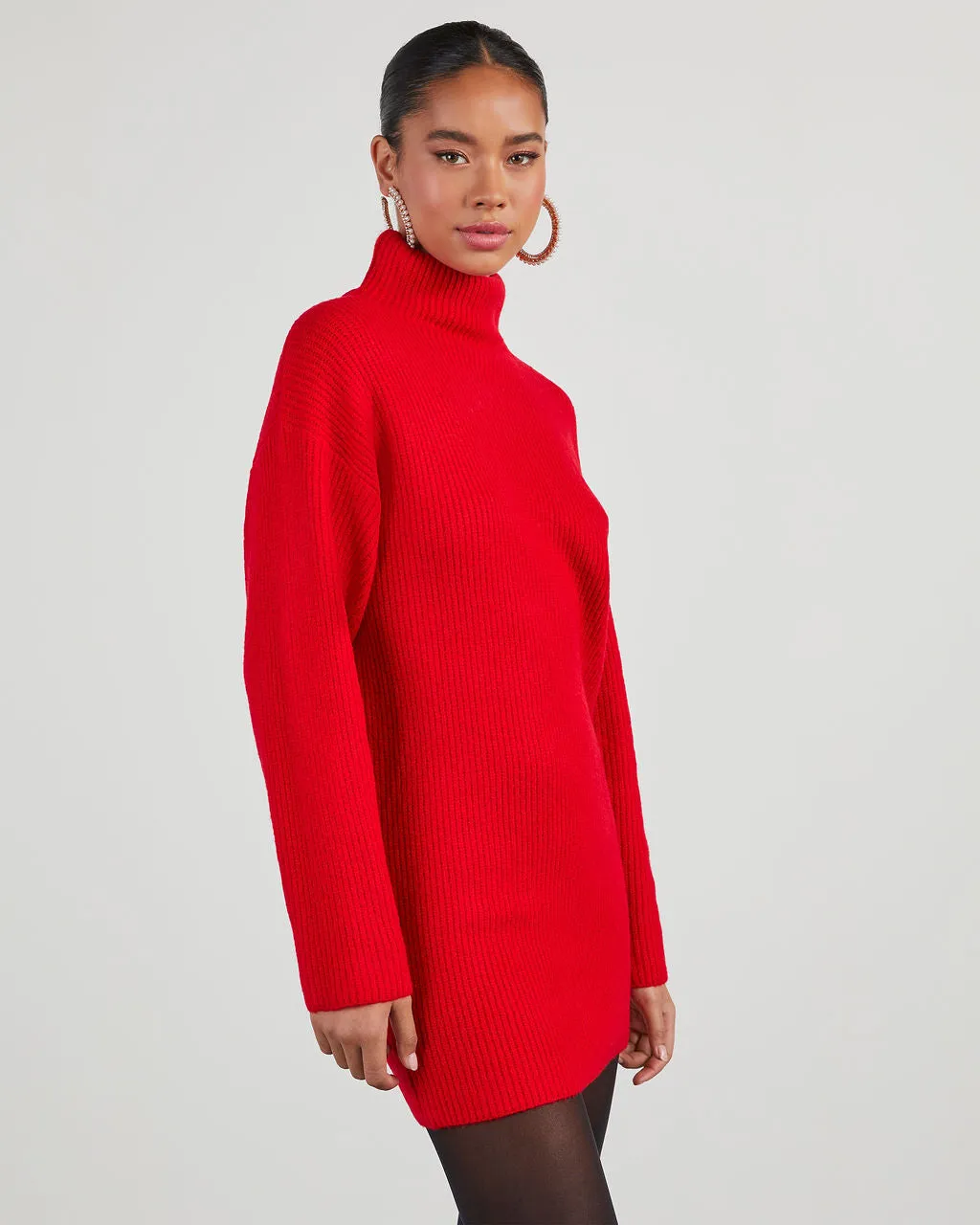 Uptown Girl Mock Neck Sweater Dress