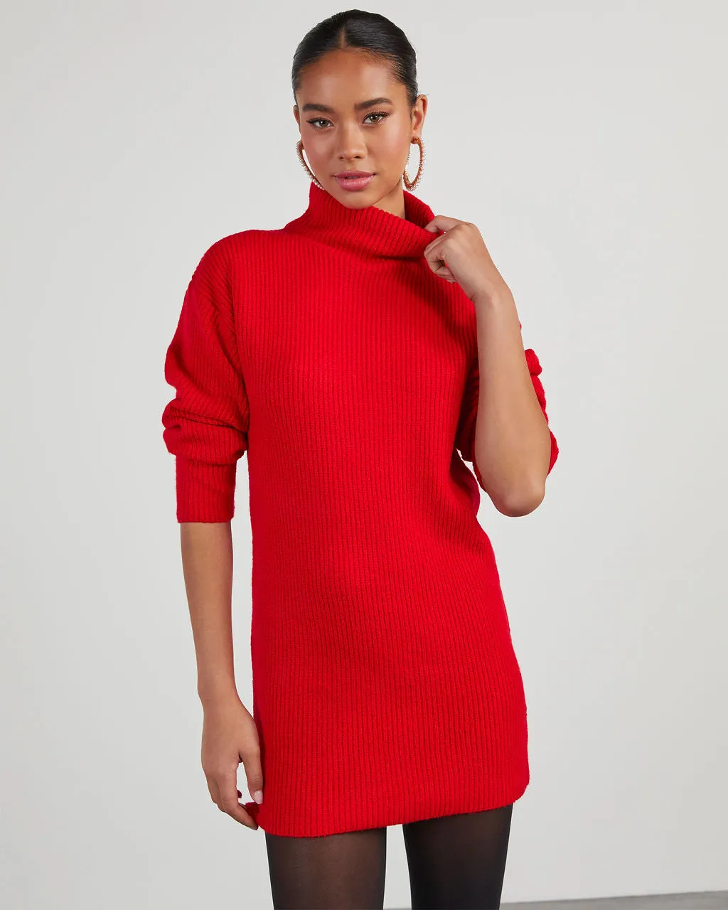 Uptown Girl Mock Neck Sweater Dress