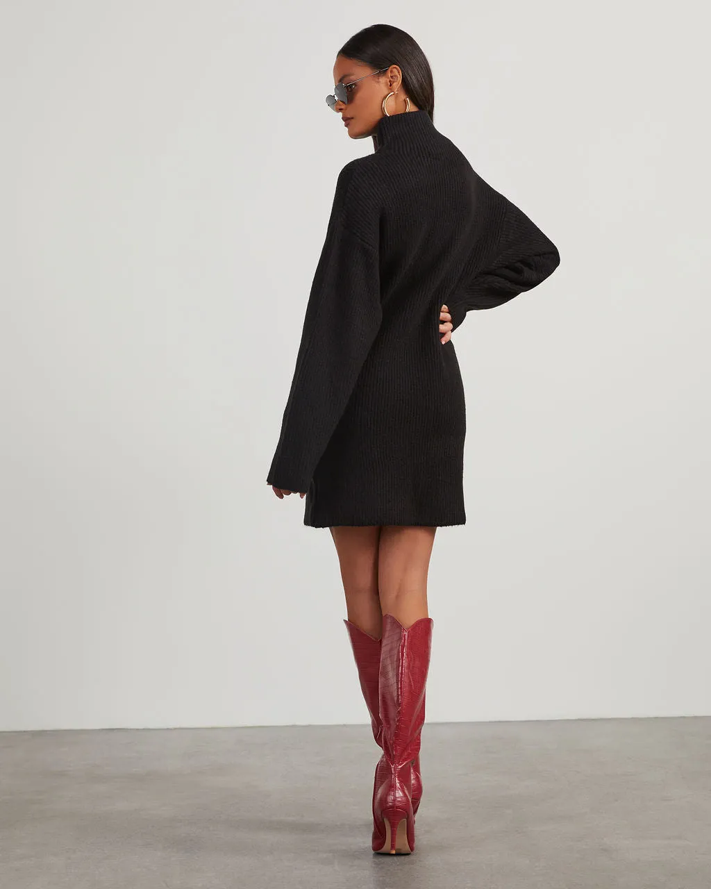 Uptown Girl Mock Neck Sweater Dress