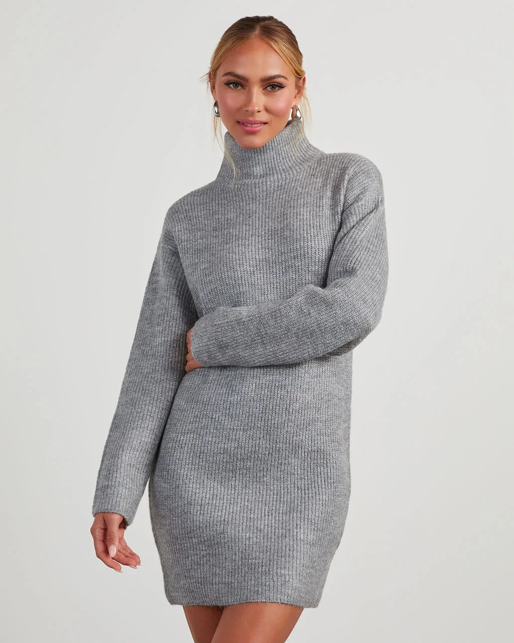 Uptown Girl Mock Neck Sweater Dress