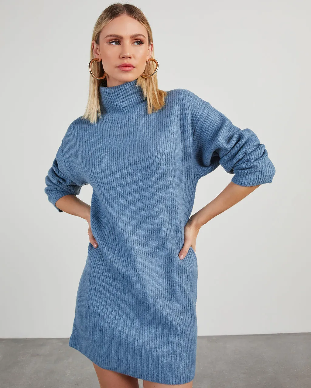 Uptown Girl Mock Neck Sweater Dress