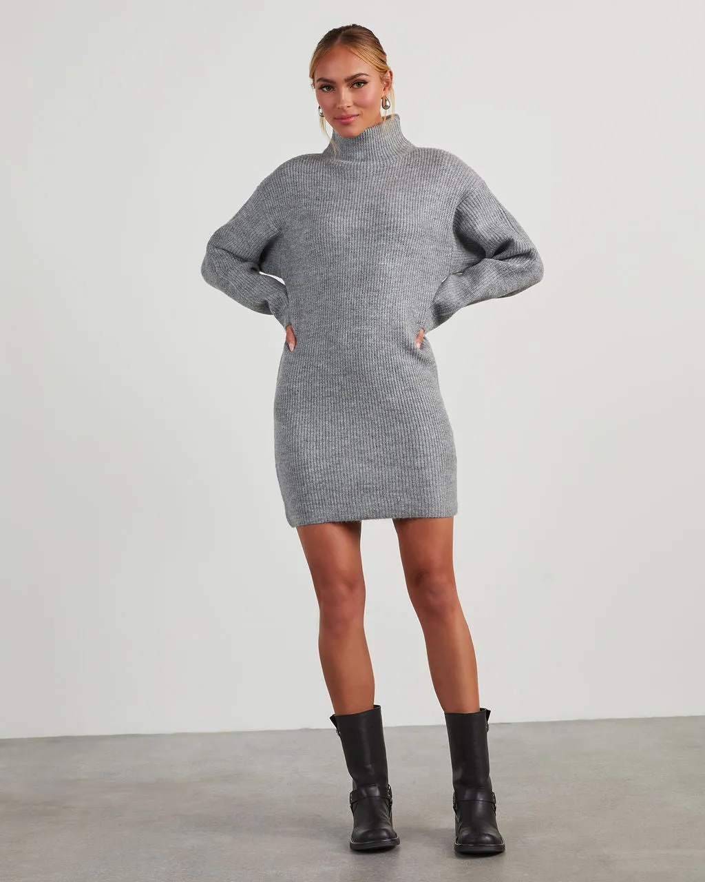 Uptown Girl Mock Neck Sweater Dress