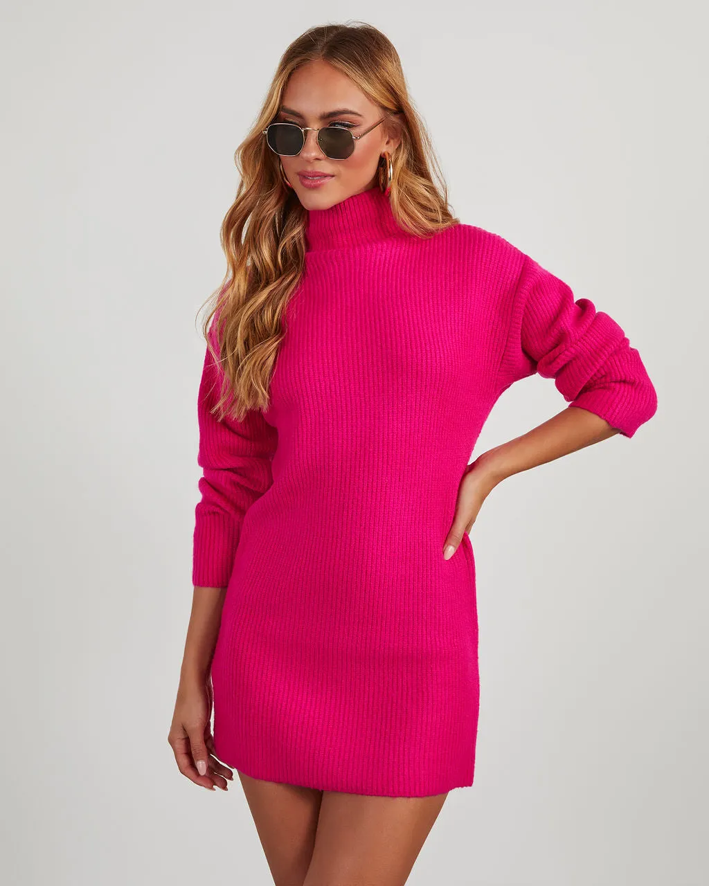 Uptown Girl Mock Neck Sweater Dress