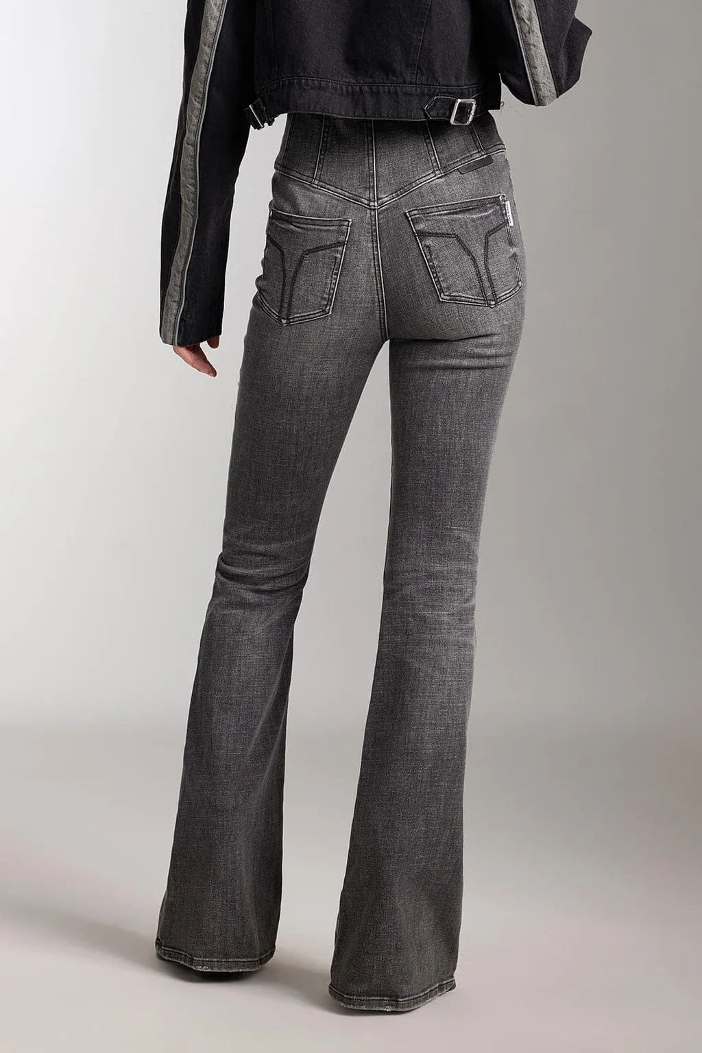 V-Shape High Waist Flared Jeans