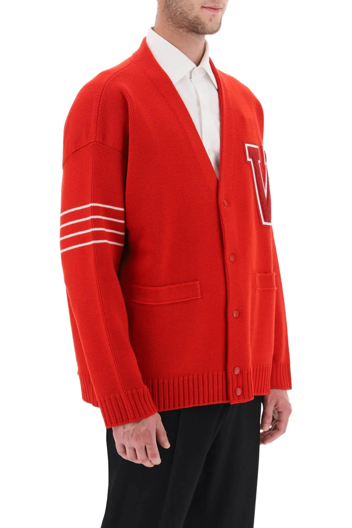 Valentino Garavani V Patch Wool Cardigan