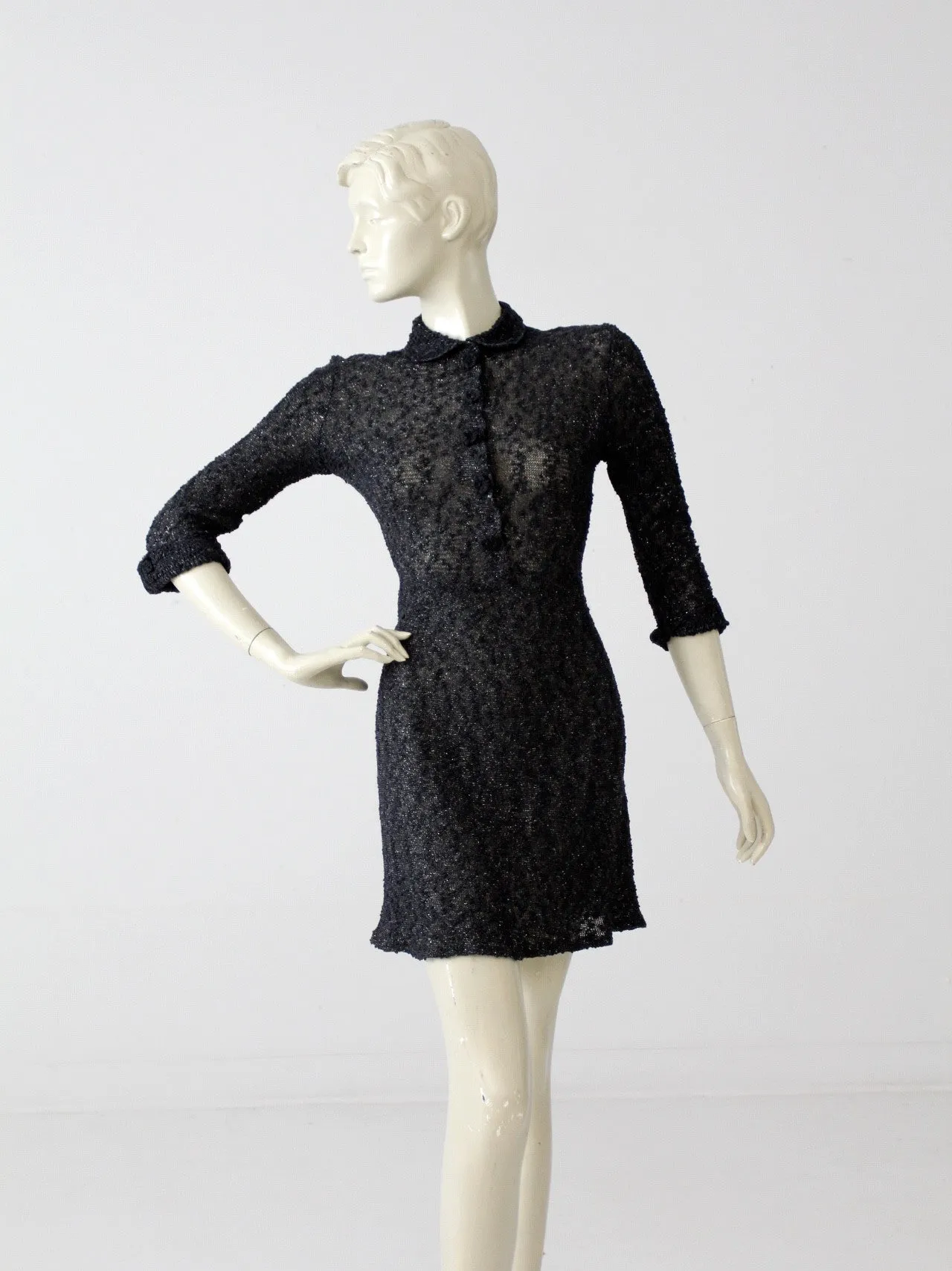 vintage 60s black knit mini dress