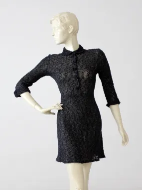 vintage 60s black knit mini dress