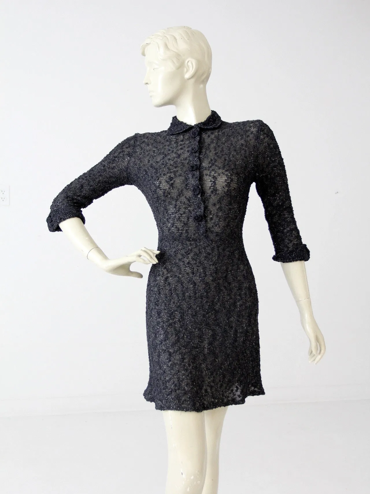 vintage 60s black knit mini dress