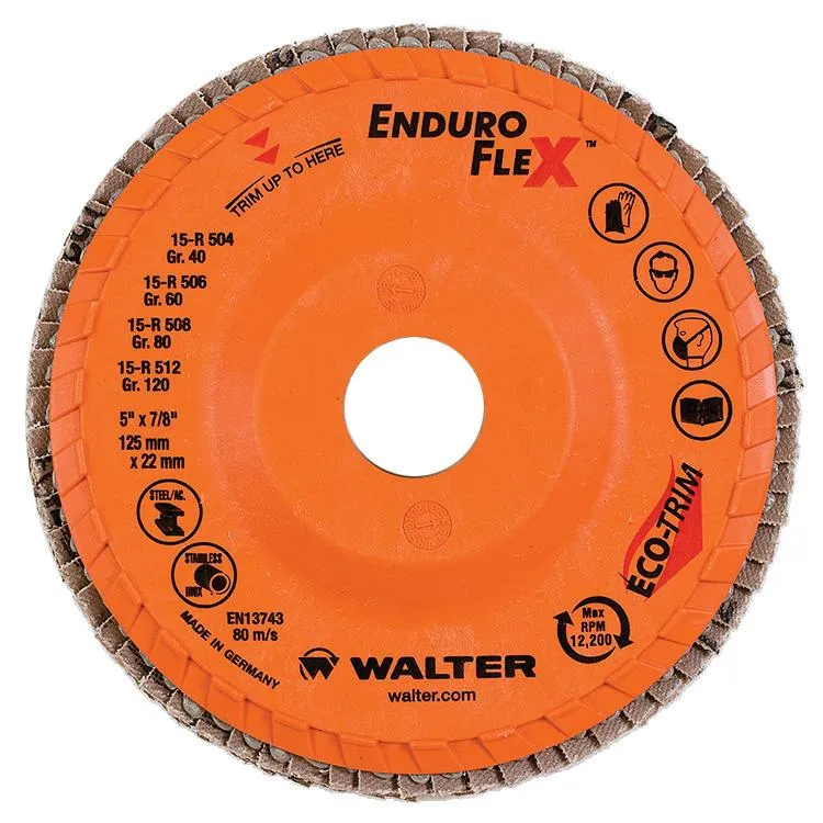 Walter 15R508 5" x 7/8" 80 Grit Enduro-Flex Flap Discs