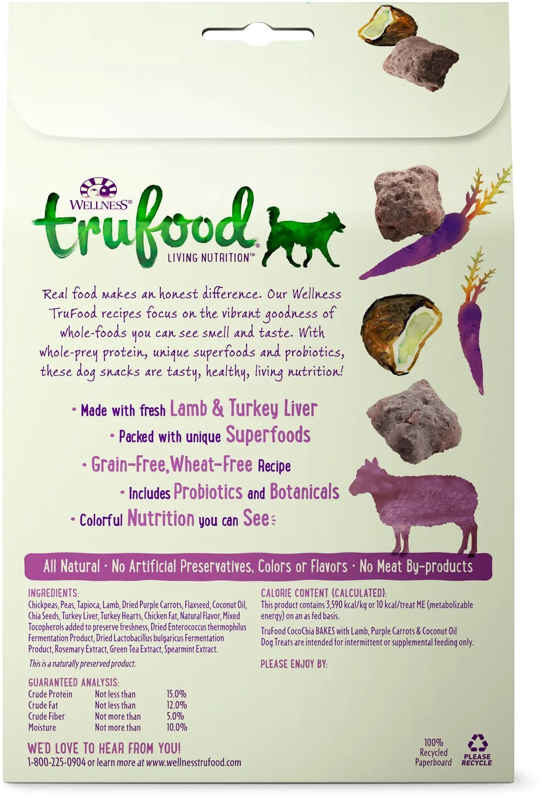 Wellness TruFood CocoChia Bakes with Lamb, Purple Carrot & Coconut Oil Grain-Free Dog Treats 5oz