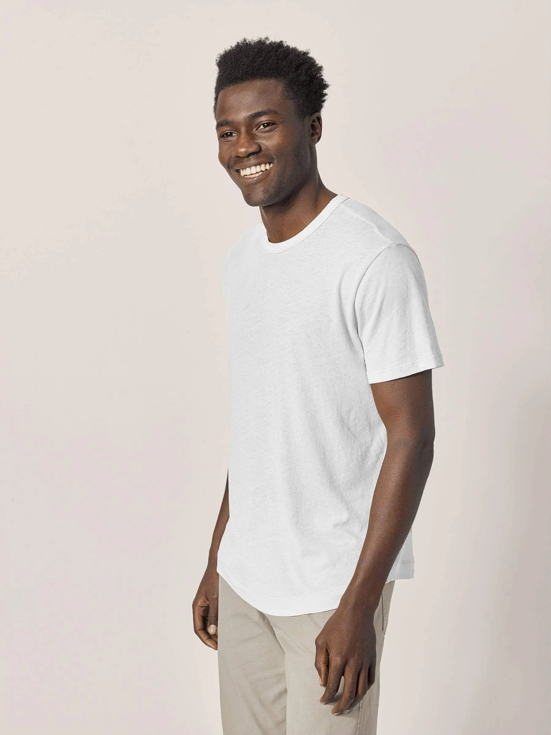 White Costa Curved Hem Tee