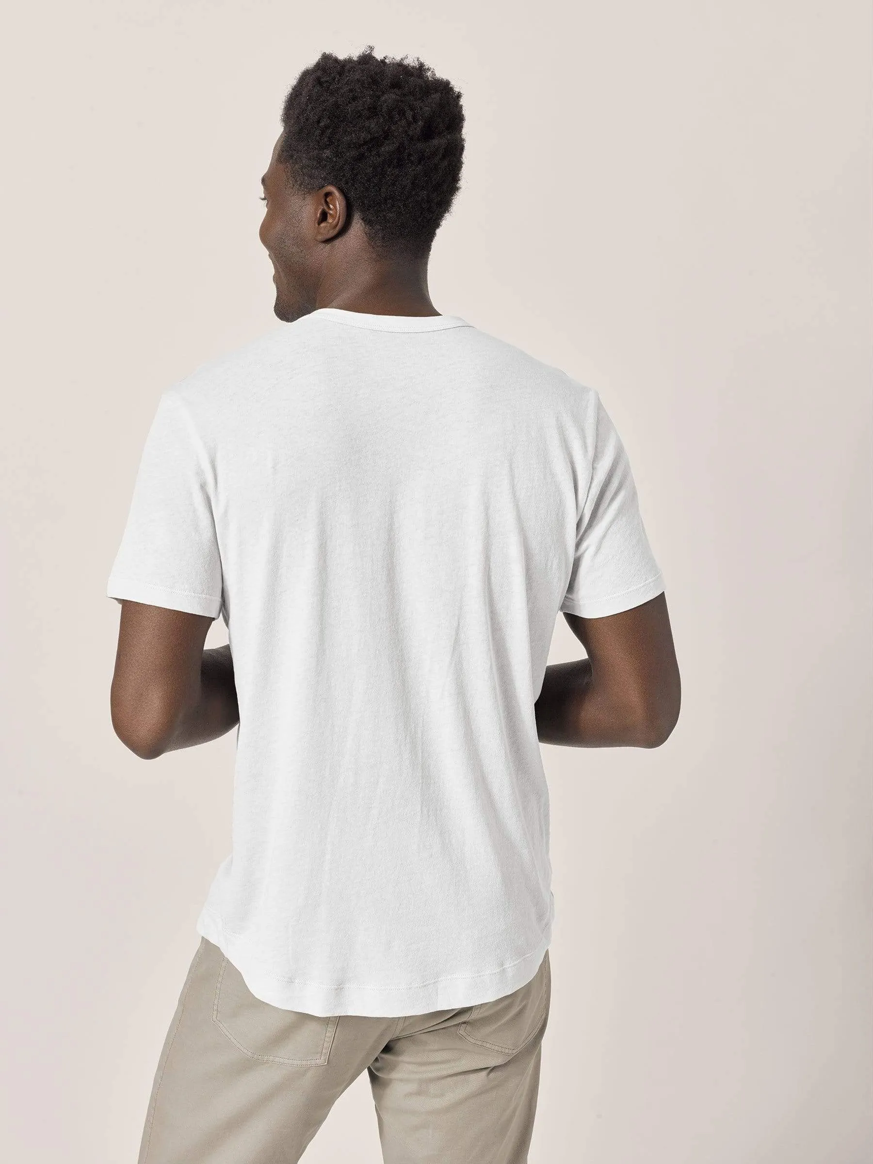 White Costa Curved Hem Tee