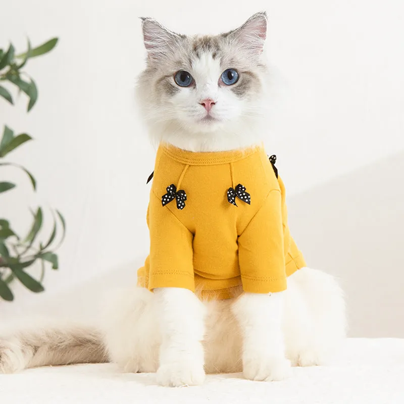 with Bowknot Spring and Autumn Pet Clothes Cat Clothing