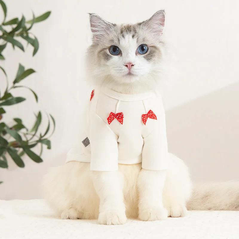 with Bowknot Spring and Autumn Pet Clothes Cat Clothing