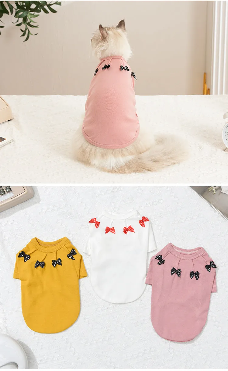 with Bowknot Spring and Autumn Pet Clothes Cat Clothing