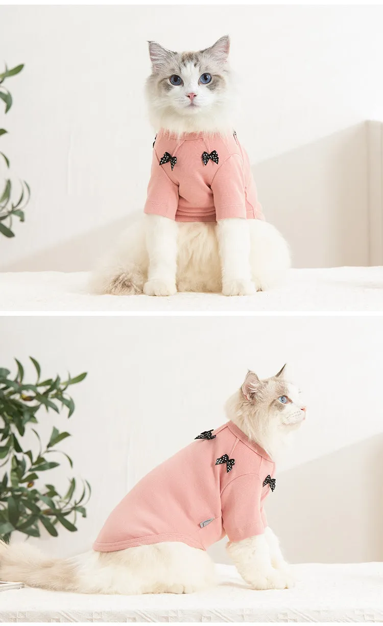 with Bowknot Spring and Autumn Pet Clothes Cat Clothing