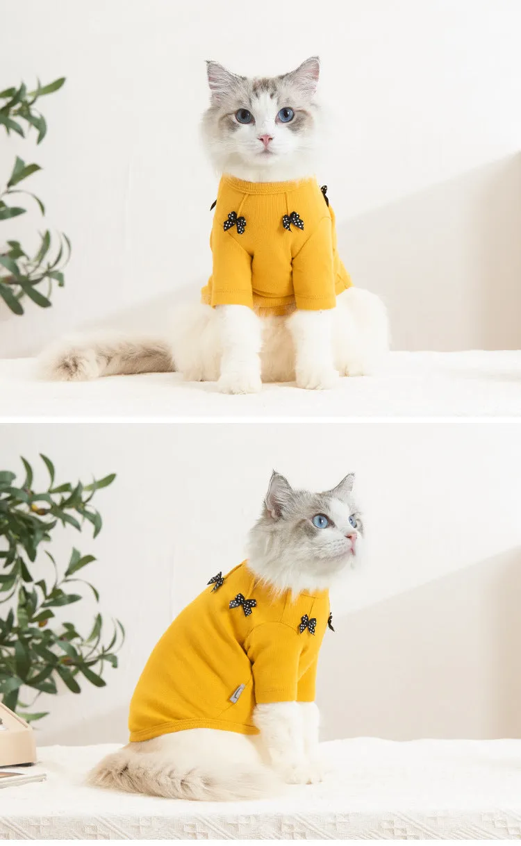 with Bowknot Spring and Autumn Pet Clothes Cat Clothing