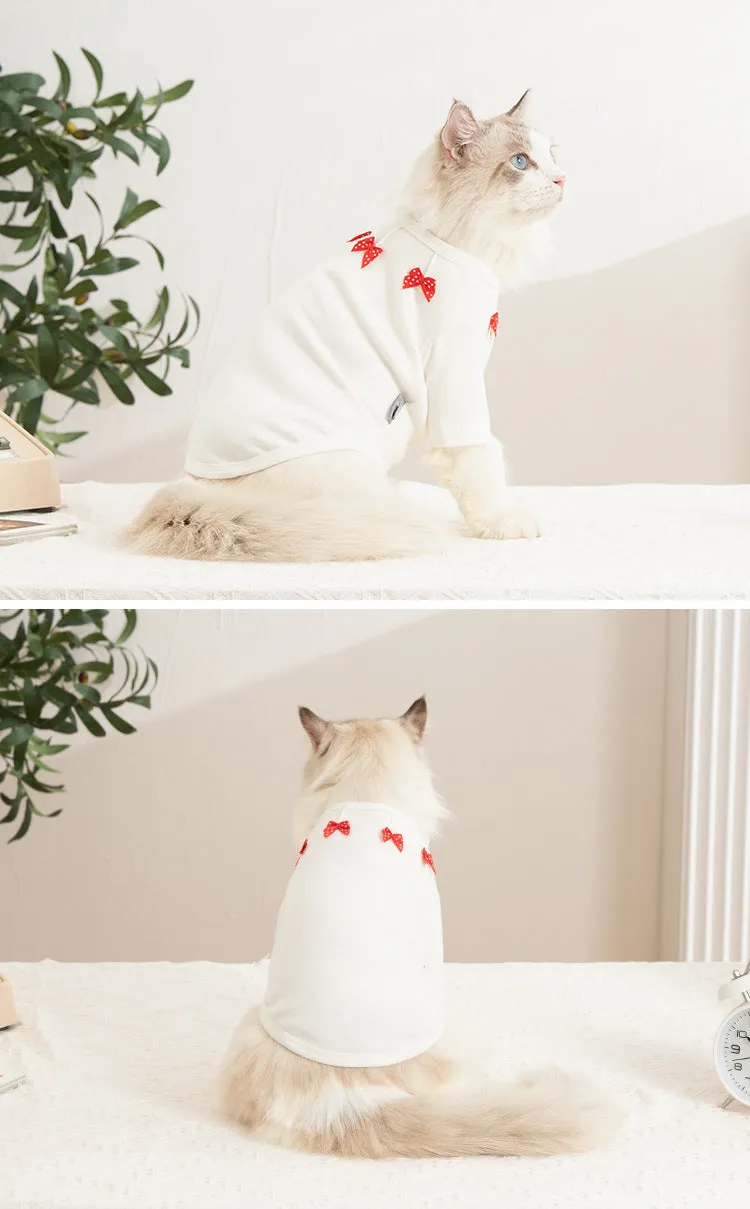 with Bowknot Spring and Autumn Pet Clothes Cat Clothing