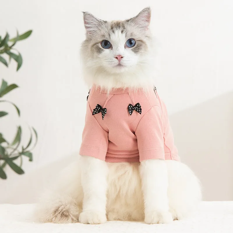 with Bowknot Spring and Autumn Pet Clothes Cat Clothing