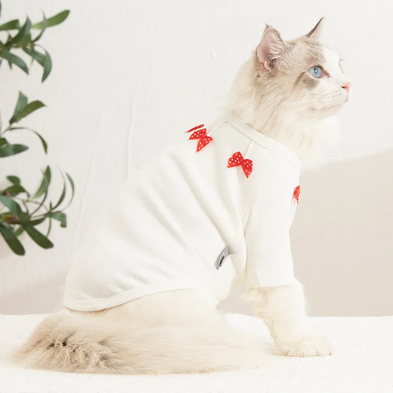 with Bowknot Spring and Autumn Pet Clothes Cat Clothing