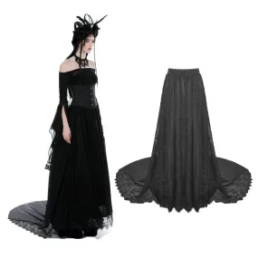 Women's Gothic Lace Layered Draggle-tailed Skirt