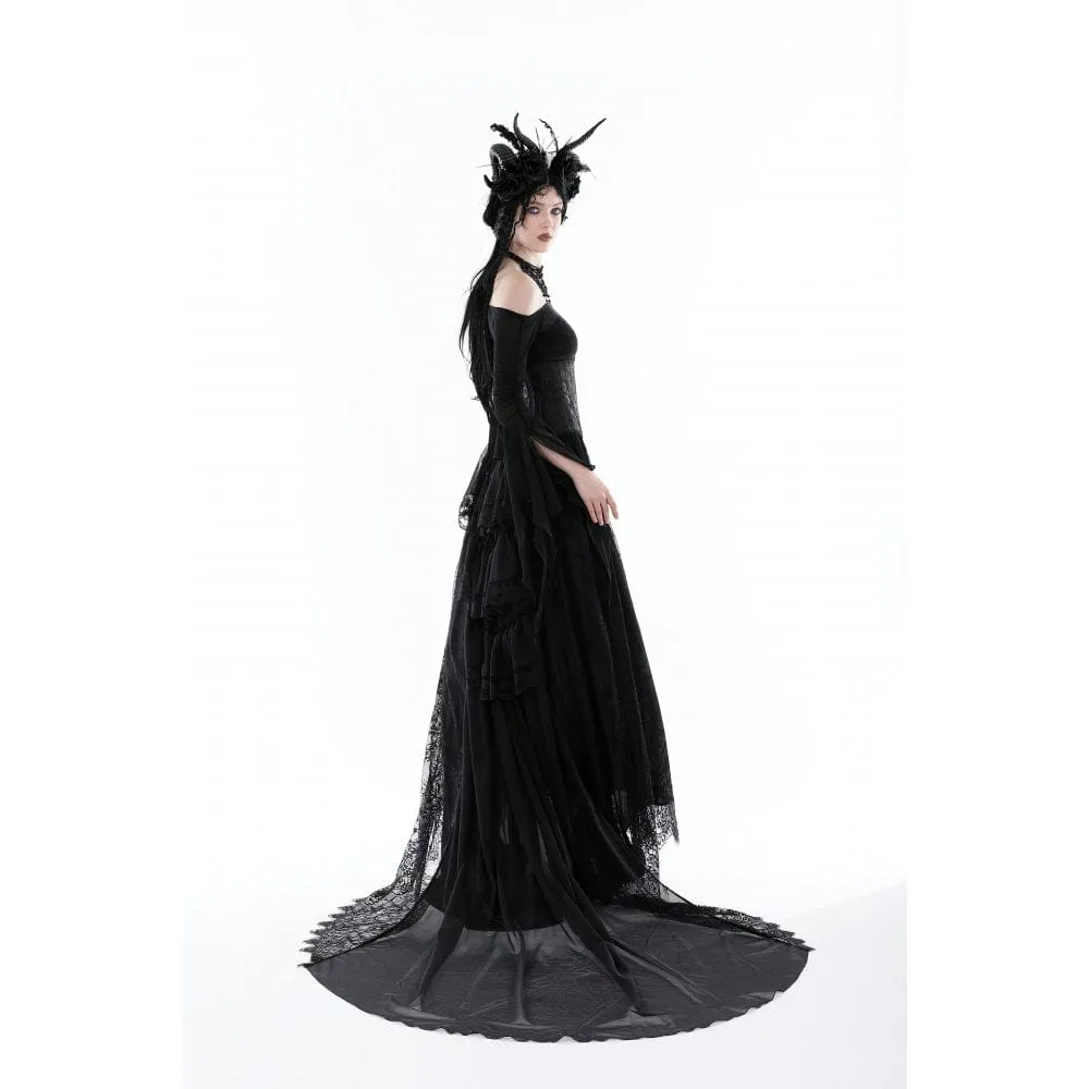 Women's Gothic Lace Layered Draggle-tailed Skirt