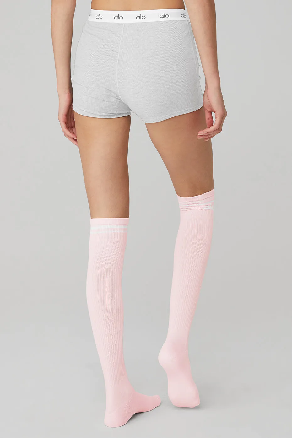 Women's Knee-High Throwback Sock - Powder Pink/White