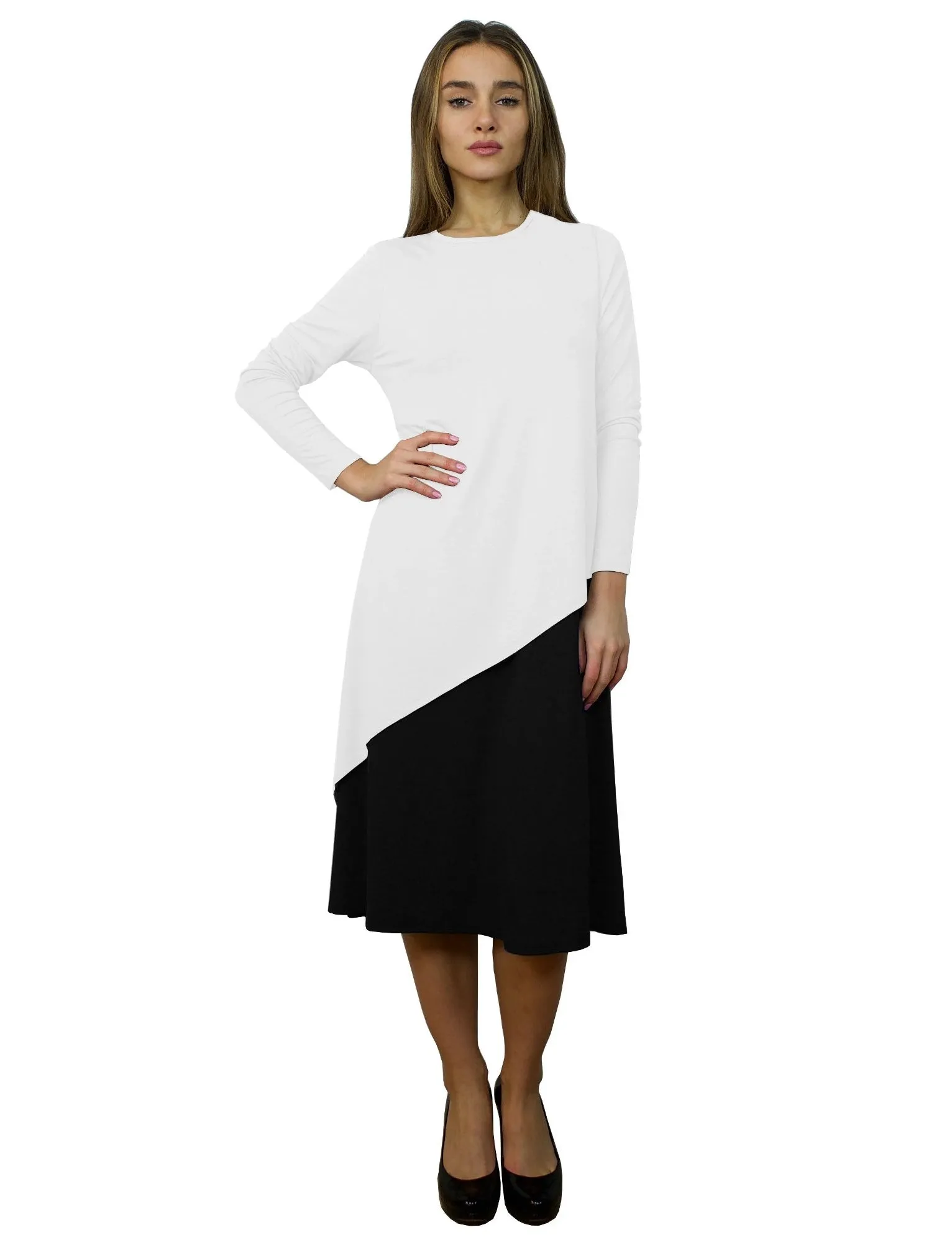 Women's Layered Asymmetrical Midi Dress