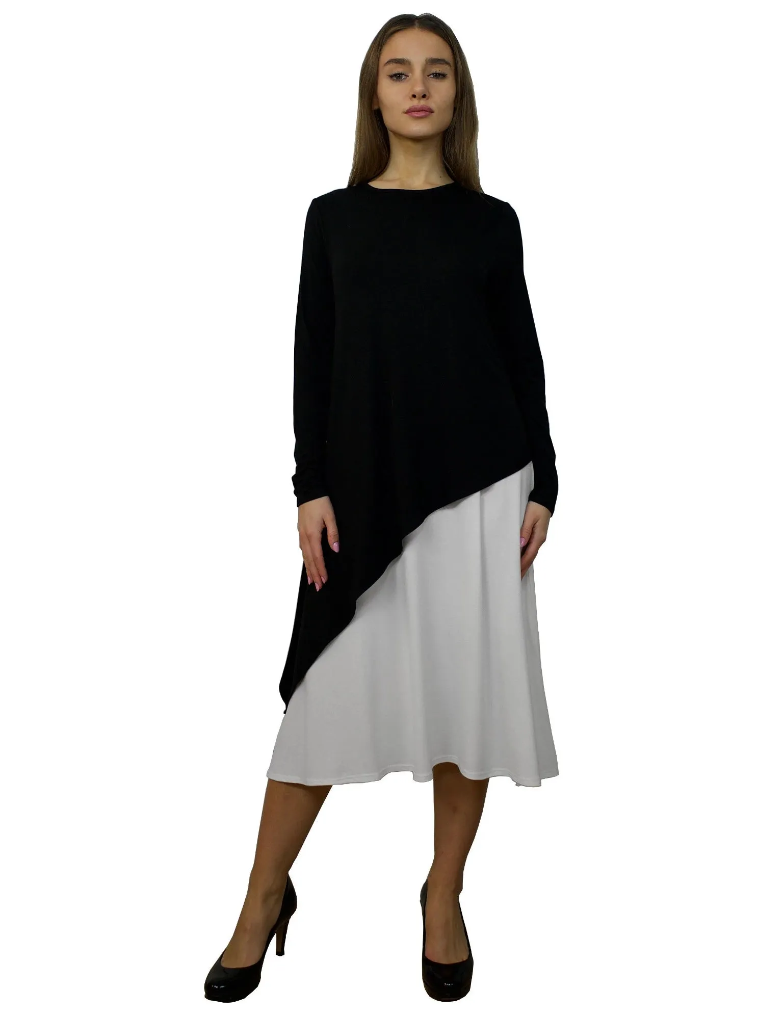 Women's Layered Asymmetrical Midi Dress