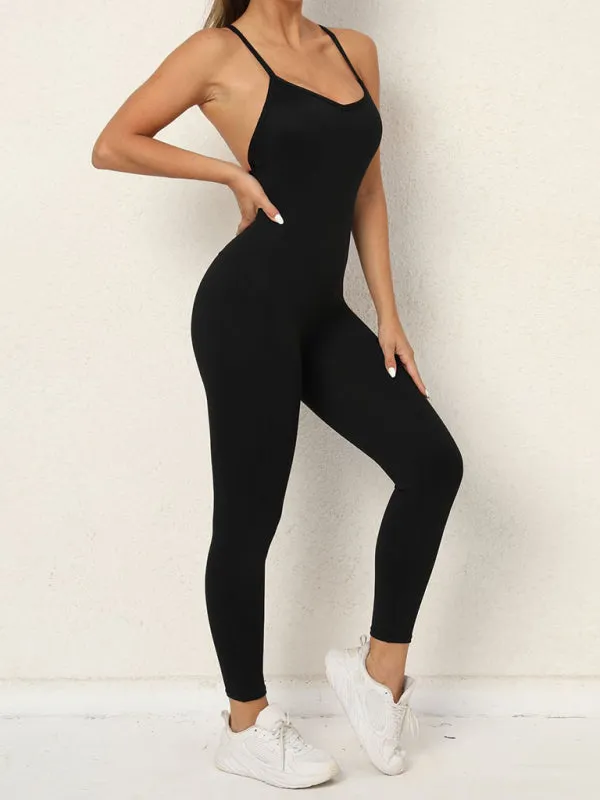 Women's sexy backless yoga fitness jumpsuit